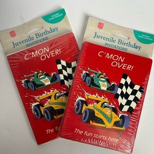Vintage kids Birthday Invitations - Racing